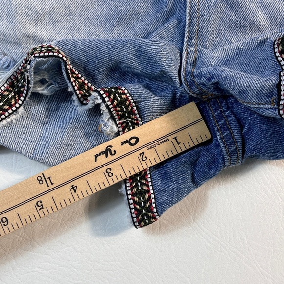 Pilcro at Anthropologie Light Blue Distressed Jean Shorts with Boho trim 28 - Picture 8 of 11